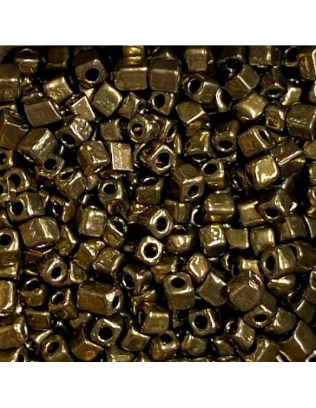 Perle tube rocaille bronze brillant pour bracelet wrap