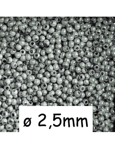 Perle rocaille ronde gris acier 2,5mm pour création DIY