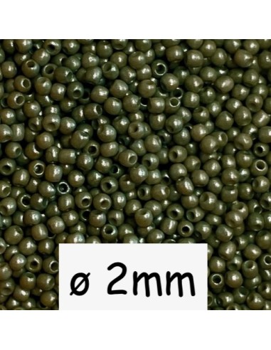 Perle rocaille 2mm vert olive pour création DIY