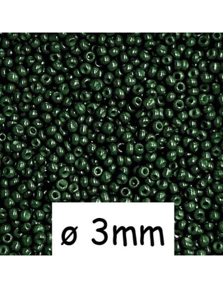 Perle rocaille vert foncé 3mm pour création bijoux