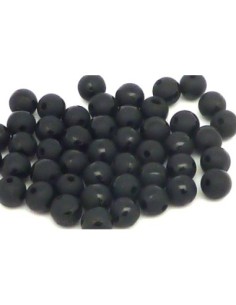 R-2 Perles rondes lisses noire avec liseret brillant noir... 2