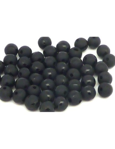R-2 Perles rondes lisses noire avec liseret...