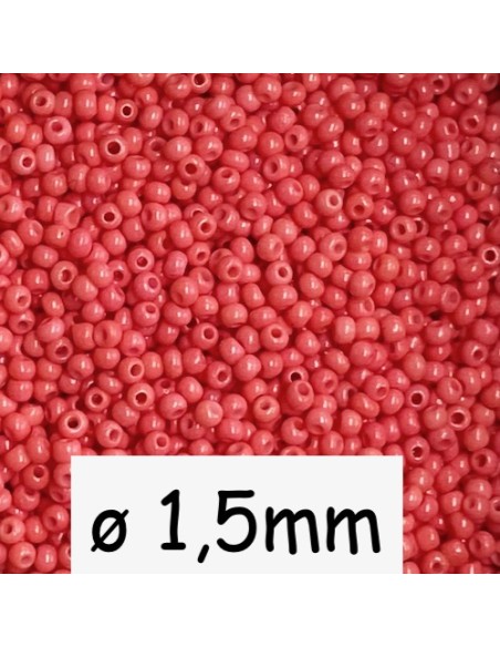 Mini perle rocaille 1,5mm rose corail lumineux pour création bijoux