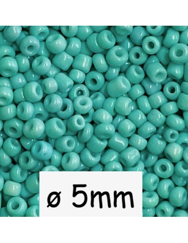 Grosse perle rocaille bleu turquoise 5mm pour création