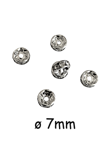 Perle rondelle strass 7mm argenté pour collier DIY