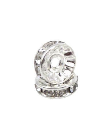 Perle rondelle 10mm argenté avec strass pour création DIY