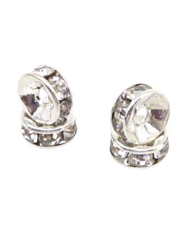 Intercalaire strass argenté 6mm pour bracelet