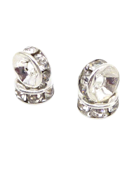 Intercalaire strass argenté 6mm pour bracelet