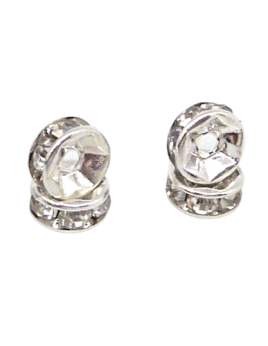 Perle connecteur argenté strass pour collier