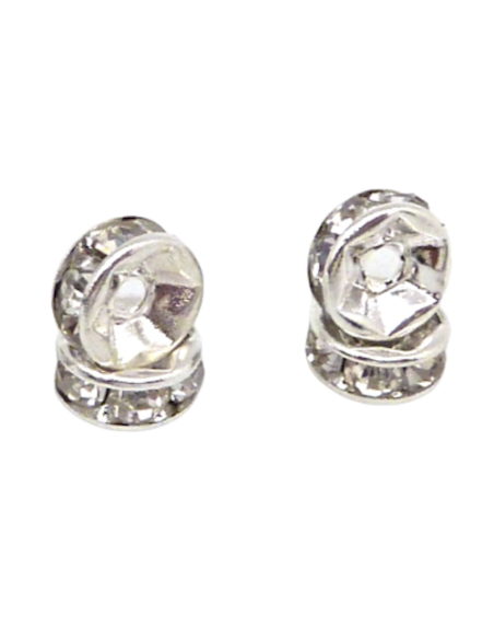 Perle connecteur argenté strass pour collier