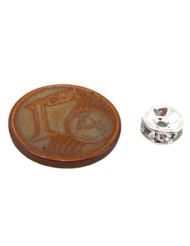 Perle anneau argenté strass 6mm pour boucle oreille