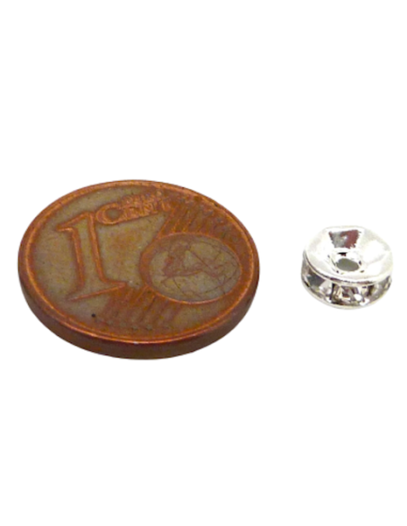 Perle anneau argenté strass 6mm pour boucle oreille