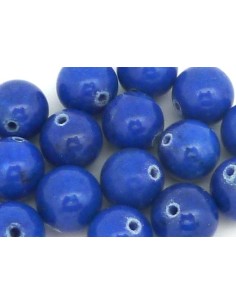 R-2 Perles rondes, boule lisse en pierre teinté bleu...