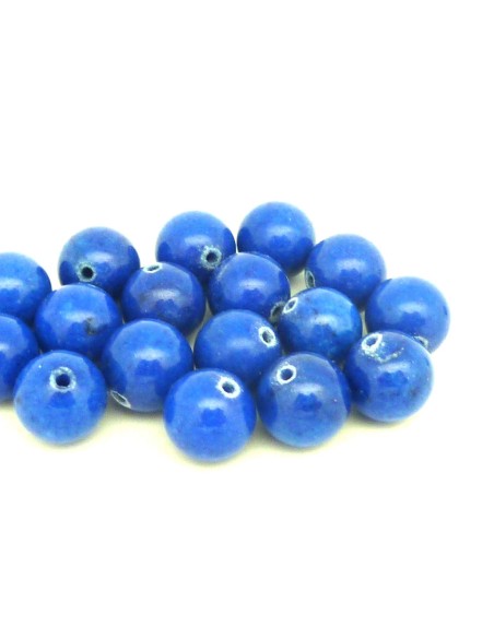 R-2 Perles rondes, boule lisse en pierre teinté bleu électrique 11,6mm
