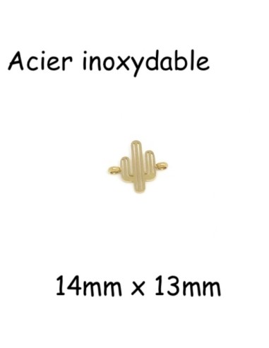 Perle connecteur cactus doré en acier inoxydable pour bracelet amitié