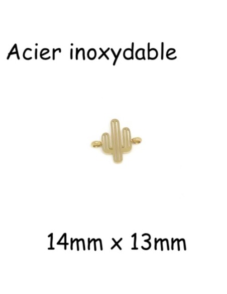 Perle connecteur cactus doré en acier inoxydable pour bracelet amitié Perle connecteur cactus doré en acier inoxydable pour bracelet amitié