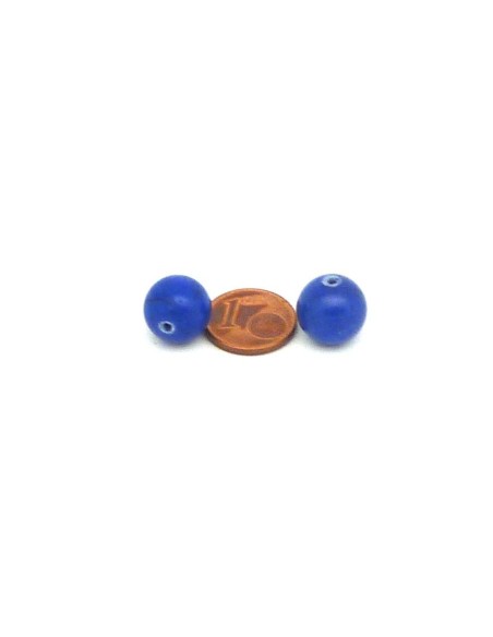 R-2 Perles rondes, boule lisse en pierre teinté bleu électrique 11,6mm