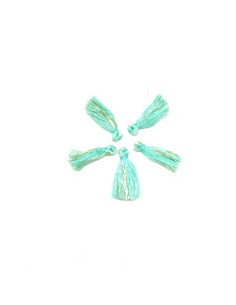 5 pompon vert opaline et doré pour vos création couture