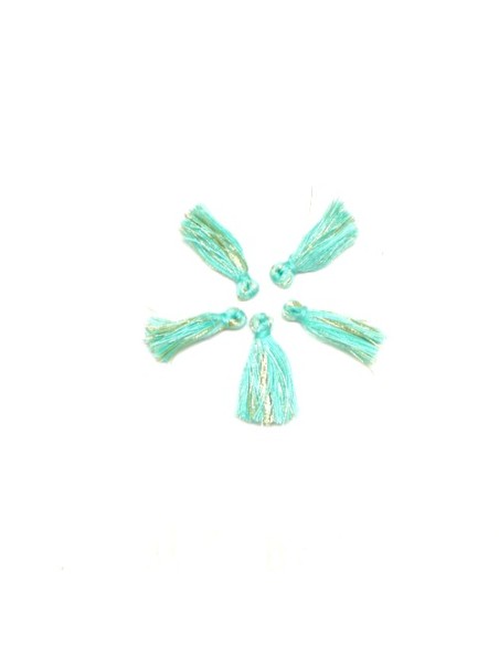 5 pompon vert opaline et doré pour vos création couture