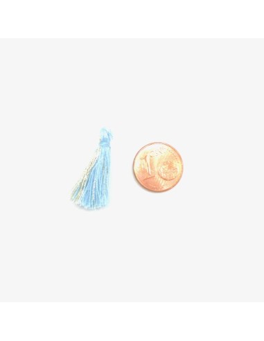 Lot de 5 pompons bleu clair et doré pour vos créations couture ou porte clé