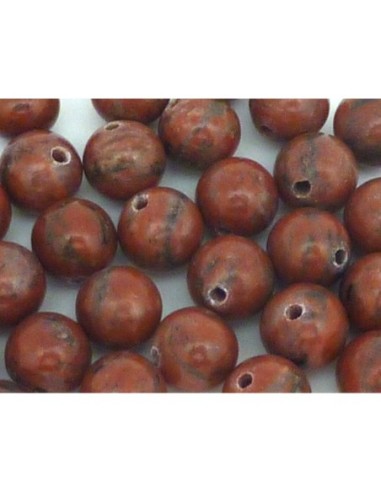 R-2 Perles rondes lisses marron rouille en jaspe 8,3mm