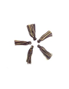 Lot de 5 pompons marron et doré pour vos créations couture, bijoux