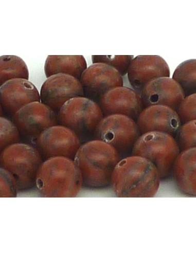 R-2 Perles rondes lisses marron rouille en...