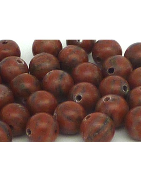 R-2 Perles rondes lisses marron rouille en jaspe 8,3mm