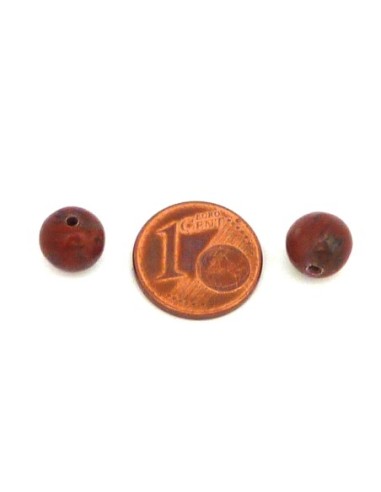 R-2 Perles rondes lisses marron rouille en...