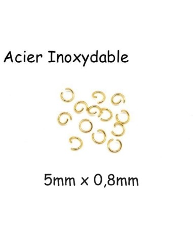 Anneaux de jonction doré en acier inoxydable 5mm x 0,8mm
