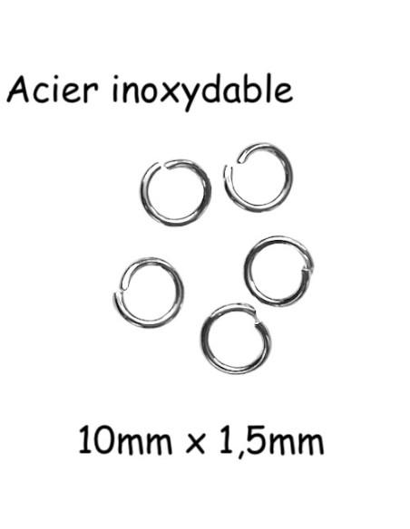 40 anneaux de jonction argenté en acier inoxydable 10mm