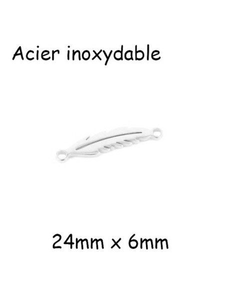 Perle Connecteur plume en acier inoxydable argenté