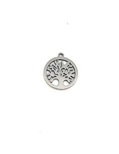 Petit pendentif arbre de vie en acier inoxydable argenté - 13mm x 15mm - sequin arbre de vie 2