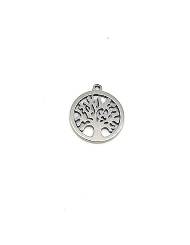 Petit pendentif arbre de vie en acier inoxydable argenté 15mm