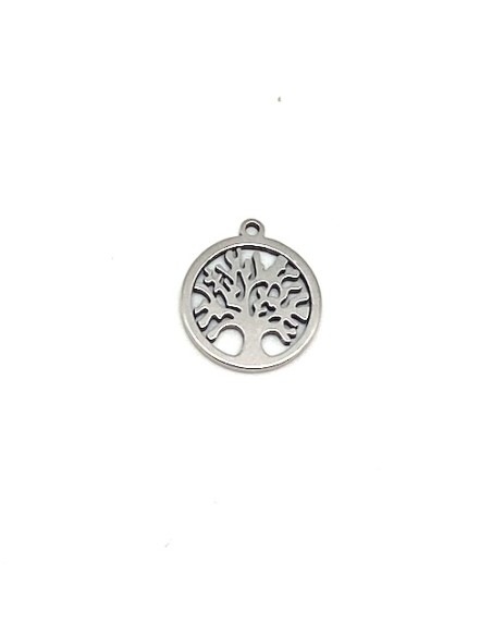 Petit pendentif arbre de vie en acier inoxydable argenté 15mm