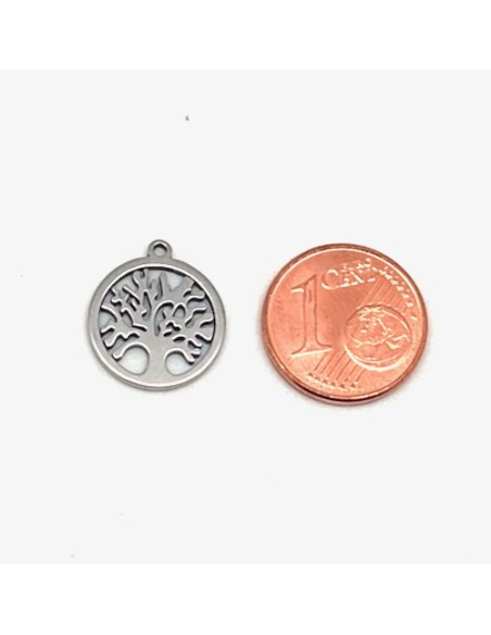 Petit charm arbre de vie en acier inoxydable argenté pour création bijoux