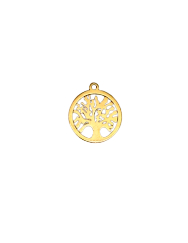 Petit pendentif arbre de vie en acier inoxydable doré 15mm
