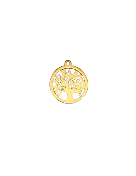 Petit pendentif arbre de vie en acier inoxydable doré 15mm