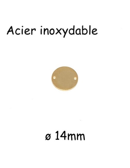 Perles connecteur sequin en acier inoxydable doré 14mm