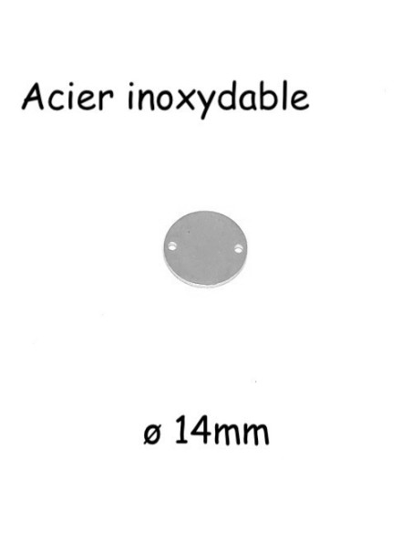 Perles connecteur sequin en acier inoxydable argenté 14mm