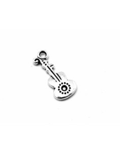 Lot de 10 Breloques, pendentif guitare en métal argenté 21,3mm