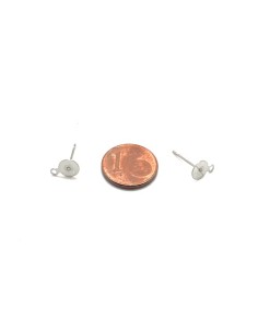 Plateau puce de boucles d'oreilles en acier inoxydable argenté disque 6mm avec anneau 2