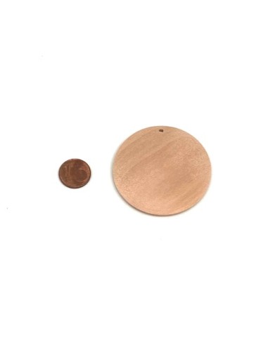 Pendentif sequin rond en bois brut naturel 50mm pour création collier