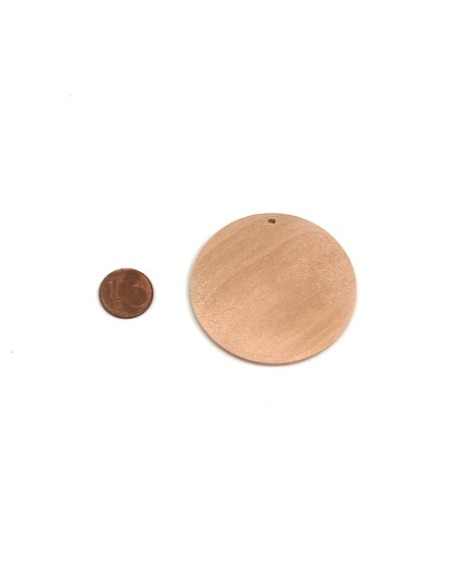 Pendentif sequin rond en bois brut naturel 50mm pour création collier