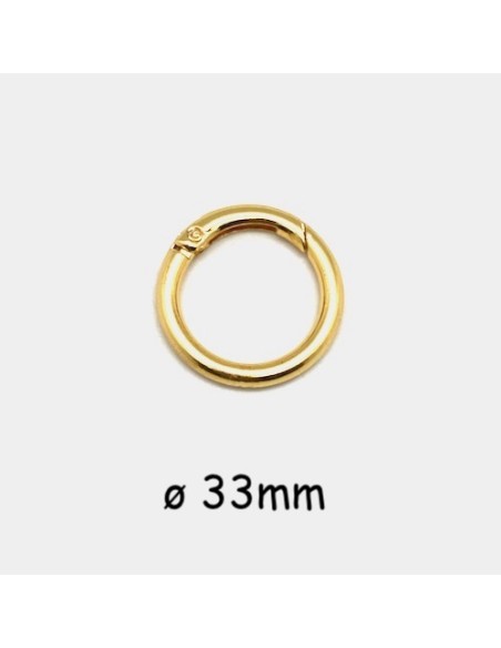 Mousqueton rond, porte clé, anse de sac  33mm en métal doré