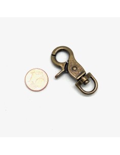Fermoirs mousqueton 32mm avec anneau porte-clef 20mm ARGENT VIEILLI par 2  pcs - Apprêts Bijoux de Sac / Porte-clé - FondBaie