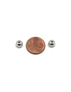 Perle ronde argenté 6mm en acier inox pour cordon de 1mm 2