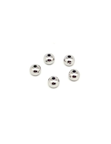 Perle ronde argenté 6mm en acier inox pour cuir de 1mm