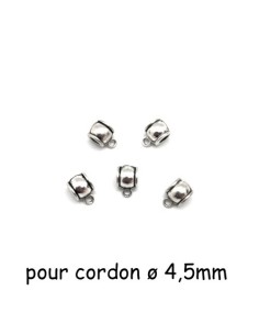 5 Perles support breloque bélière en métal de couleur argenté pour cordon de 4,5 - 5mm