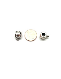 5 Perles support breloque bélière en métal de couleur argenté pour cordon de 4,5 - 5mm 2